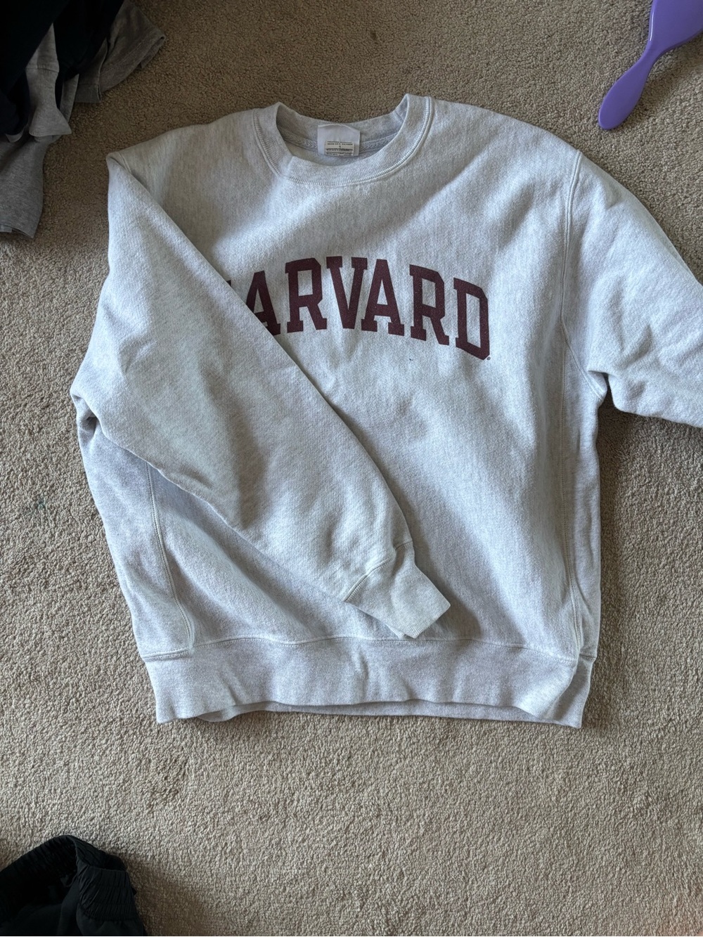 Champion Gray Crewneck Sweatshirt with Maroon Harvard Logo